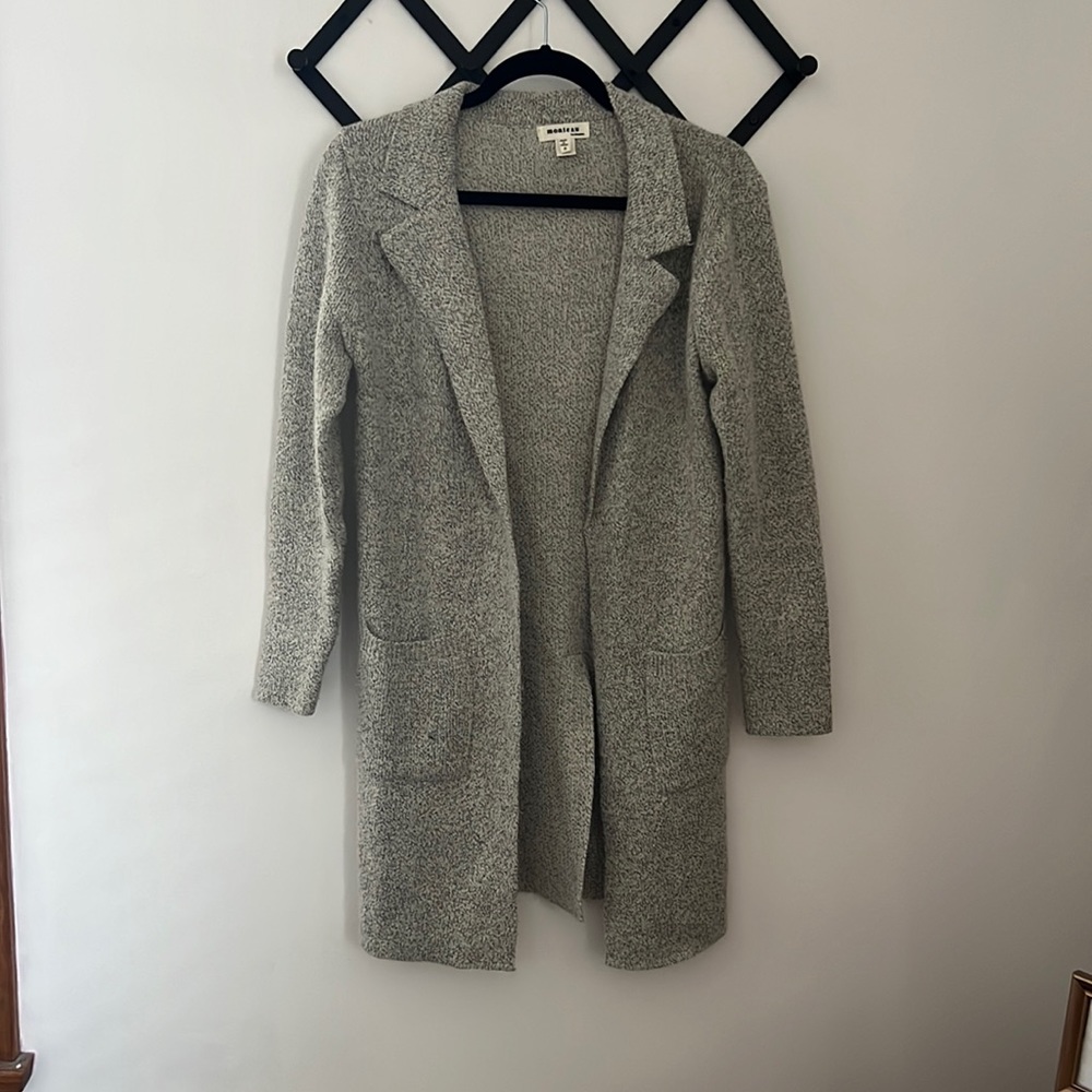 Long Collared Knit Cardigan